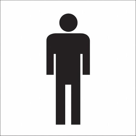 Restroom Sign, Man Picto, 7 in x 7 in, Rectangle, Polyester, 88516 MPN:88516