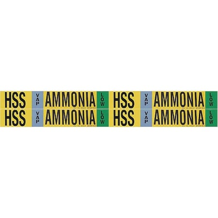Ammonia Pipe Marker, HSS, 1 to 2-1/2In, PK4 MPN:90428