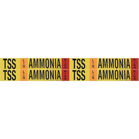 Ammonia Pipe Marker, TSS, 1 to 2-1/2In, PK4 MPN:90439