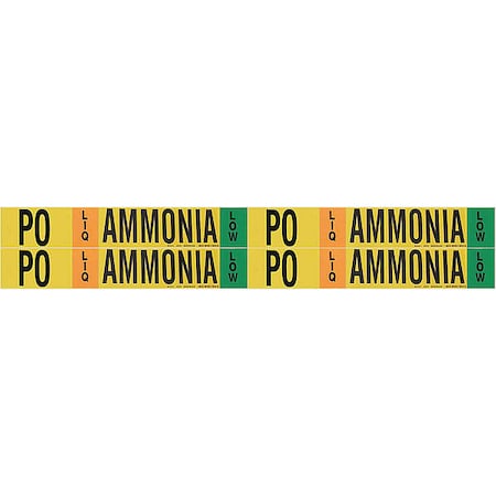 Ammonia Pipe Marker, PO, 1 to 2-1/2In, PK4 MPN:90479