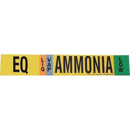 Ammonia Pipe Marker, EQ, 8In and Above, 90486 MPN:90486