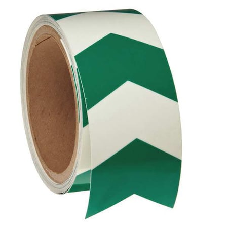 Floor Marking Tape, Polyester, Striped, Green, 2 in W., 8 mil Thickness MPN:90971