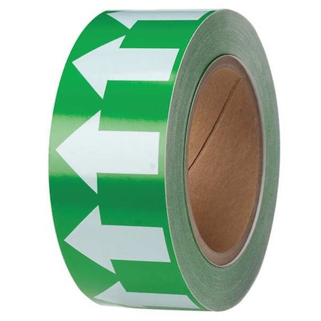Arrow Tape, Vinyl, 2 in W x 90 ft. L, Adhesive Mounting, White/Green MPN:91421