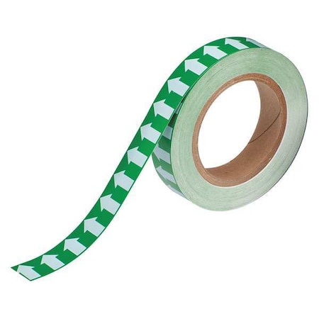Arrow Tape, Vinyl, 1 in W x 90 ft. L, Adhesive Mounting, White/Green MPN:91425