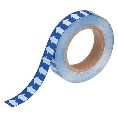 Arrow Tape, Vinyl, 1 in W x 90 ft. L, Adhesive Mounting, White/Blue MPN:91427