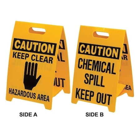 Caution, Chemical Spill Keep Out, 20 in x 12 in, Rectangle, Plastic, 92284 MPN:92284