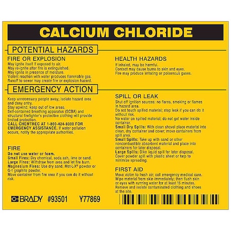 Chemical Label, 3 3/4 in H, 4 1/2 in W, 93501, PK25 MPN:93501