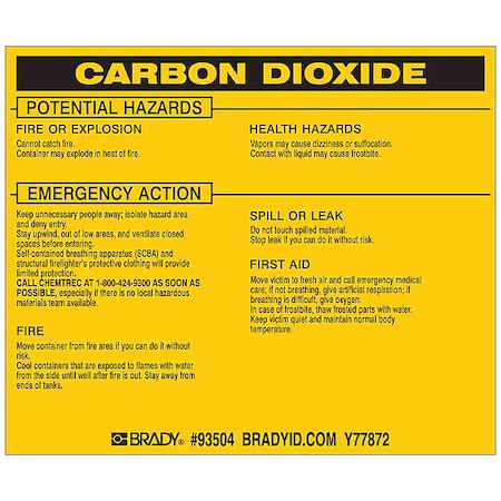 Chemical Label, 3 3/4 in H, 4 1/2 in W, 93504, PK25 MPN:93504