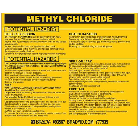 Chemical Label, 3 3/4 in H, 4 1/2 in W, 93567, PK25 MPN:93567