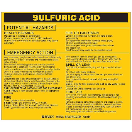 Chemical Label, 3 3/4 in H, 4 1/2 in W, 93736, PK25 MPN:93736