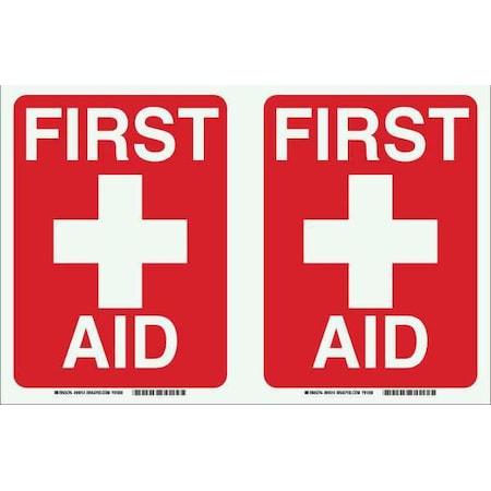 First Aid, 12 in x 9 in, Rectangle, Plastic, 94014 MPN:94014