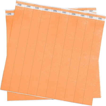 ID Wristband, Polyethylene, 1 in W, Orange, 500 PK MPN:95102