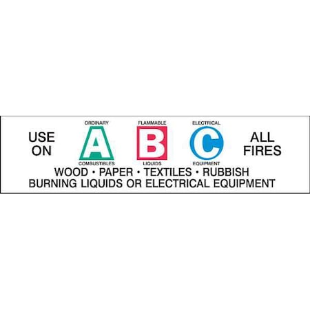 Fire Extinguisher Label, 1-1/2inHx6inW, 95228 MPN:95228