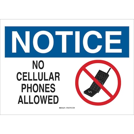 NoticeNo Cellular Phones Allowed, 10 in x 14 in, Rectangle, Plastic, 95500 MPN:95500