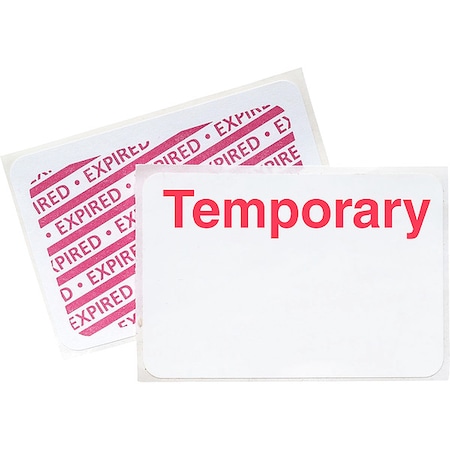 Temporary Expiring Badge, Vinyl, 2 in W, Red, 500 PK MPN:95690