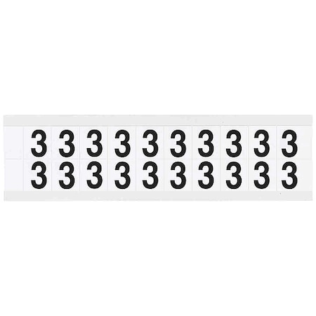 Number Label, 3, 3/4in.Hx21/32in.W, Vinyl MPN:9712-3