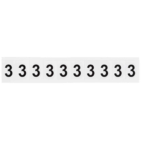 Number Label, 3, 1-1/2inHx1-11/64inW, Vinyl, PK10 MPN:9713-3