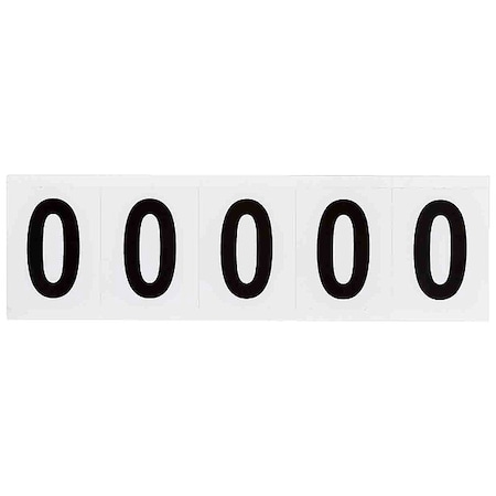 Number Label, 0, 2-1/4inHx1-13/16inW, Vinyl, PK5 MPN:9714-0