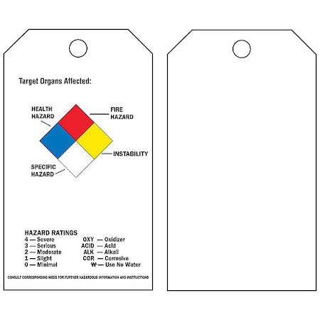 Tag, Chemical Hazard, Polyester, 3 in W, 5 3/4 in H MPN:99103