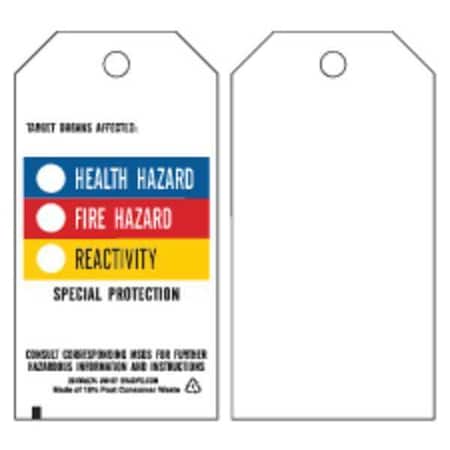 Tag, Chemical Hazard, Polyester, 3 in W, 5 3/4 in H MPN:99111