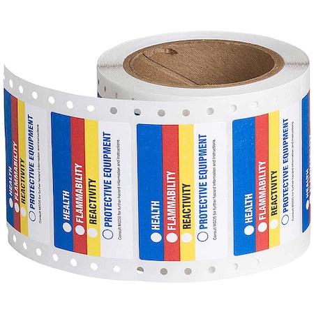 Label, Health, Flammability, Reactivity, Protective Equipment, HMIG, 3 in W, 1 7/8 in H MPN:99194