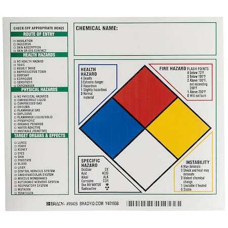 Label, NFR Target Organ, Paper, 8 in W, 7 in H MPN:99425