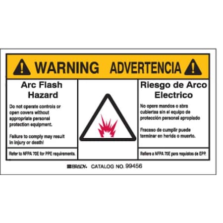 Label, 3 1/2 in Height, 6 in Width, Polyester, Horizontal Rectangle, English, Spanish MPN:99456