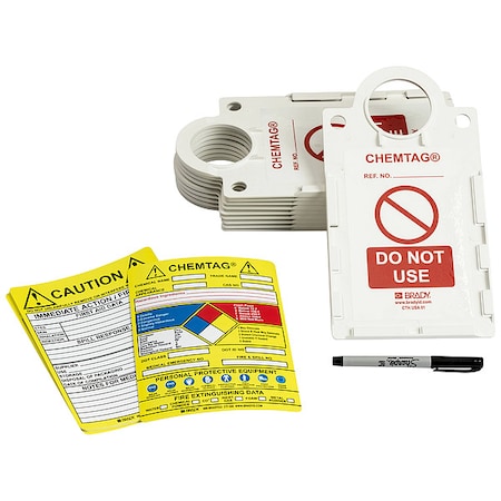 Tag, Caution, 11 1/4 in H x 6 in W, White, Rectangle, 10 PK MPN:CHEM-CTSH
