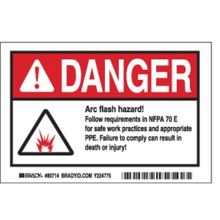 Label, 4 in Height, 6 in Width, Polyester, Horizontal Rectangle, English MPN:EL-4