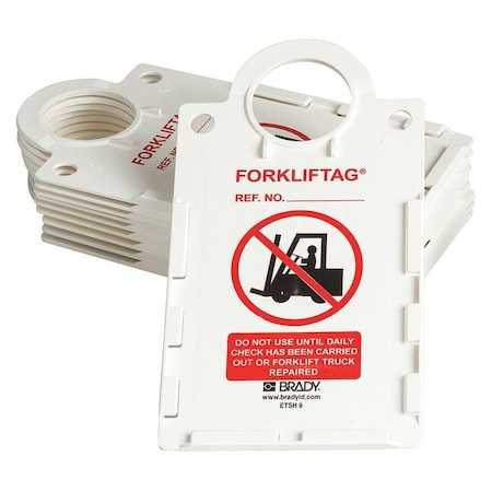 Forklift™ Tag Holder, Lockout Tagout, Plastic, 11 1/4 in H x 6 in W, Black, Red, White, 10 PK MPN:FLT-ETSH9