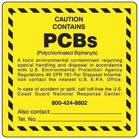 Chemical Label, PCB, Polyester, 6 in W, 6 in H MPN:G98LS