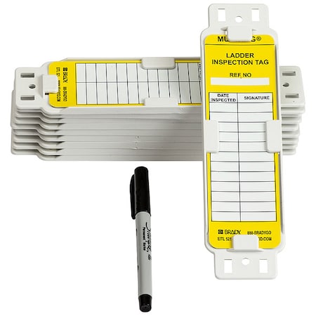 Tag, Maintenance, Plastic, Yellow on White, Rectangle, 10 PK MPN:LAD-EITH/L12
