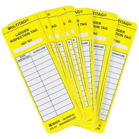 Tag, Laddertag™ Insert, Polyester, 6 1/2 in H x 2 in W, Black, Yellow on White, Rectangle MPN:LAD-EITL521