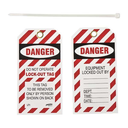 Danger Tag, Vinyl, 5 1/2 in H x 3 in W, Rectangle, 10 PK MPN:LT10