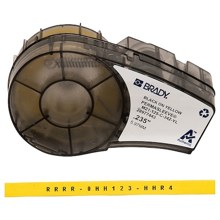 Yellow Heat Shrink Wire and Cable Labels for Brady M210 and M211, 1/8in dia MPN:M21-125-C-342-YL