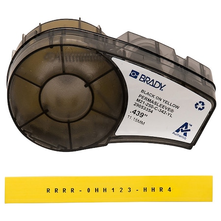 Yellow Heat Shrink Wire and Cable Labels for Brady M210 and M211, 1/4in dia MPN:M21-250-C-342-YL
