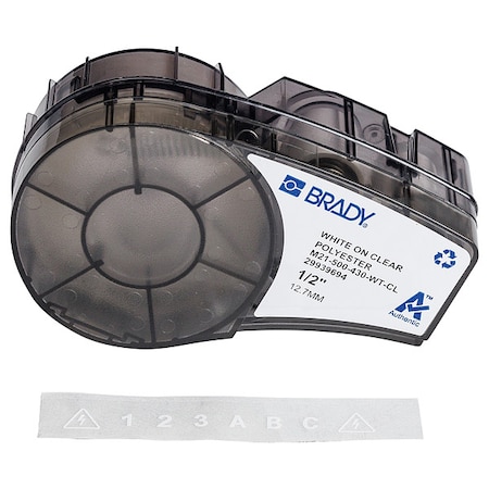 Harsh Environment Multi-Purpose Clear Polyester Labels for Brady M210 and M211, 0.5in MPN:M21-500-430-WT-CL