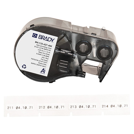 Wraparound Label, White, Vinyl, 1/4 in W MPN:M4-135-427-AW