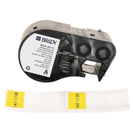 Wraparound Label, Yellow, Vinyl, 1 in W MPN:M4-51-427-YL
