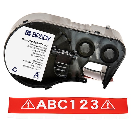 Label/RibbonCartridge, Red, Gloss, 3/4inW MPN:M4C-750-595-RD-WT