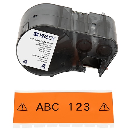 Label/Ribbon Cartridge, Orange, 1-1/2 in W MPN:M5C-1500-595-OR-BK