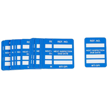 Tag, Inspection, Plastic, 1 3/4 in H x 1 1/4 in W, White on Blue, Rectangle, 100 PK MPN:MIC-MTIGPI B