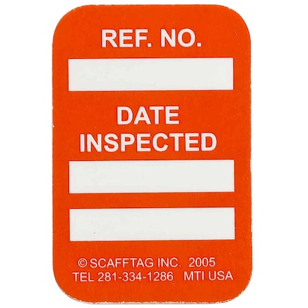 Tag, Inspection, Polyester, 1 3/4 in H x 1 1/4 in W, White on Orange, Rectangle, 100 PK MPN:MIC-MTIUSA O