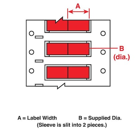 Sleeve Label, Red, Polyolefin, 1/4 in W MPN:PS-250-2-RD-2