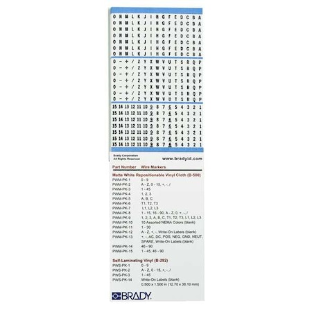 Wire Marker Book, Preprintd, Self-Adhesiv, PWM-PK-2 MPN:PWM-PK-2