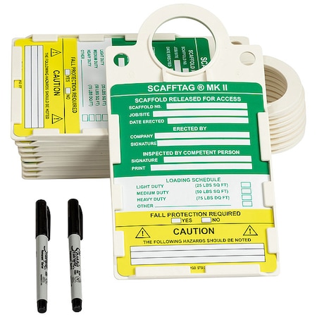 Tag, Inspection, PVC, 11 1/2 in H x 6 in W, Green, Yellow on White, Rectangle MPN:SCAF2-STHUSAA