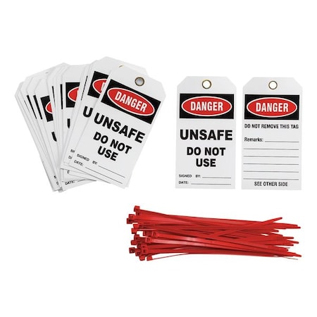 Danger Tag, Vinyl, 5 1/2 in H x 3 in W, Rectangle, 25 PK MPN:TG005E
