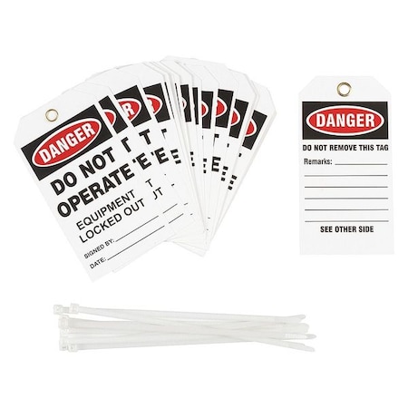 Danger, Do Not Operate Equipment Locked Out, Polyester Rectangle, 25 PK MPN:TG027E