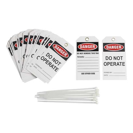 Danger Tag, Vinyl, 5 1/2 in H x 3 in W, Rectangle, 25 PK MPN:TG035E