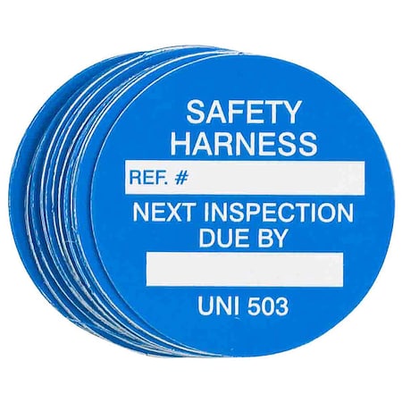 Safety Harness, Safety Harness Next Inspection Due By, 1 3/4 in W x 1 3/4 in H, 100 PK MPN:UNI-UNI503 B